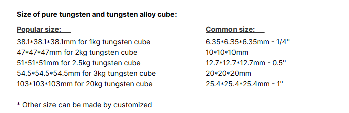Custom Size 19.2g/cm3 Wnife Tungsten Cube for Game Custom Size 19.2g/cm3 Wnife Tungsten Cube for Game